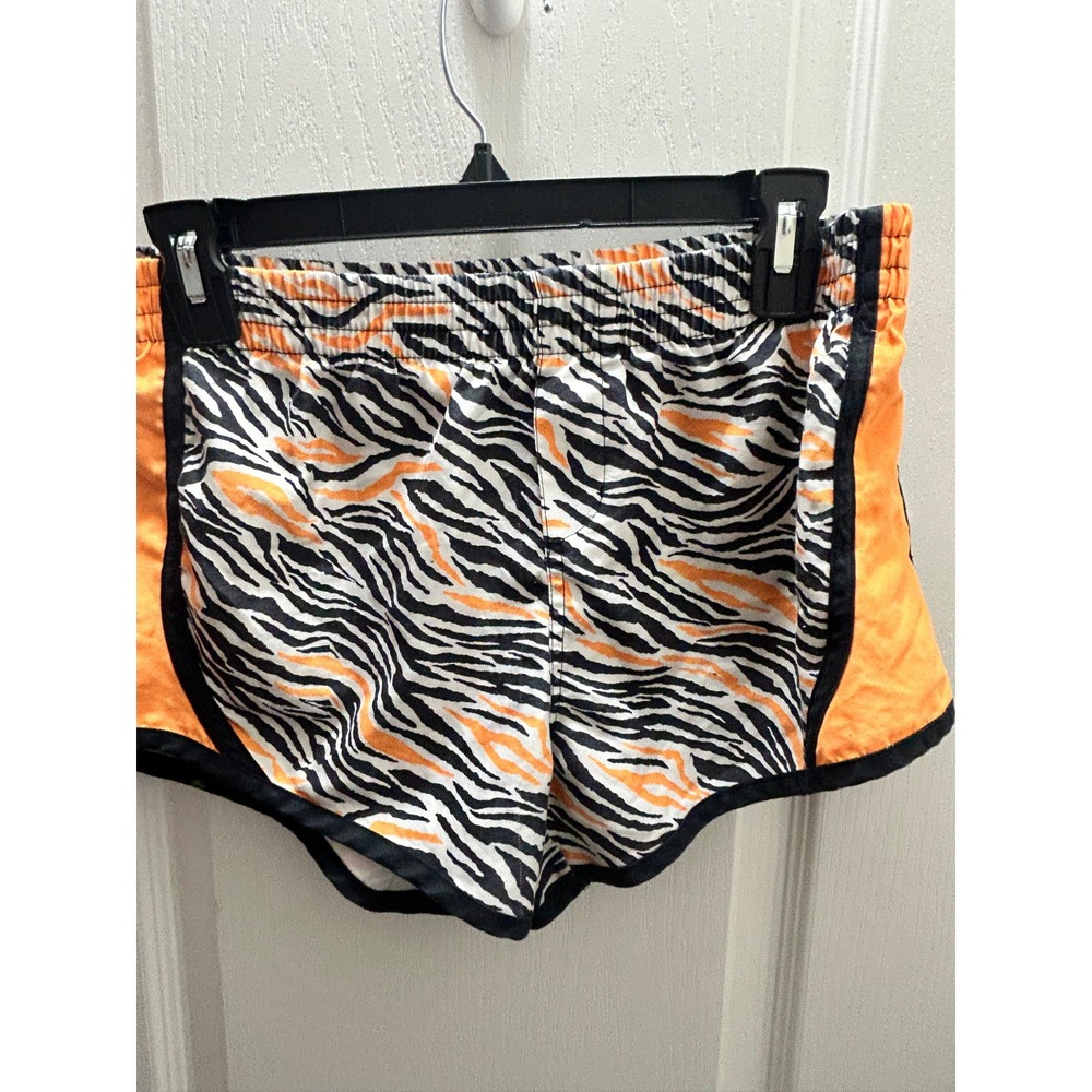 Vintage Teen Nike Tiger Zebra Print Running Shorts XL Orange Black Athletic Y2K